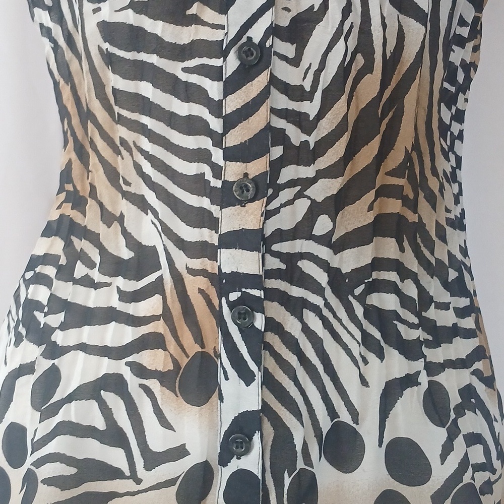 NY COLLECTION Animal Print Button-Up Women's Top Sml/ Med - Picture 5 of 8